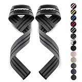 Fitgriff® Zughilfen (gepolstert) für Krafttraining, Bodybuilding, Fitness - Kreuzheben Gurte - Lifting Straps - für Frauen und Männer (Grey)