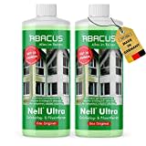 ABACUS® Nell Ultra Grünbelagentferner & Algenentferner Konzentrat, extrem stark! Entfernt Grünbelag & Algen selbsttätig mit Langzeitschutz – für Stein, Fassade, Terrasse, Dach – Nell Ultra 2x1000 ml