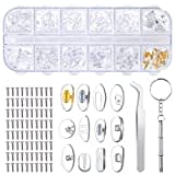 Brillen Nasenpads Brillen Reparatur Set mit 80 Schrauben Pinzette Kleiner Schraubendreher für Brillen Lesebrillen 12 Stile 60 Paar