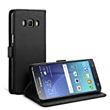 Simpeak Hülle Kompatibel mit Samsung Galaxy J5 2016, Handyhülle Kompatibel für Samsung J5 2016 Leder Flipcase [Kartensteckplätze] [Stand Feature] [Magnetic Closure Snap] - Schwarz