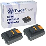 2x Trade-Shop Premium Li-Ion Akku 20V / 2000mAh / 40Wh für DeltaFox 20V Akku-Werkzeuge Rockwell RD2865 RD2871 RD2872 RD2873 RD2874 RK1808K2 RK1809K2