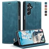 KZB Handyhülle für Samsung Galaxy A15 5G Hülle Premium Lederhülle Klappbar Flip Case Tasche Magnet Kartenfach Standfunktion Klapphülle Schutzhülle für Samsung Galaxy A15 4G/5G - Blaugrün