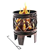 BBQ-Toro Feuerkorb Plum Ø 42 cm inkl. Schürhaken | Feuerschale in Antik-Rost-Optik | Feuertopf für Camping, Garten und Terrasse | Firepit, Funkentopf, Feuerkessel, Holzbrenner, Brennkessel