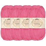 JubileeYarn Baby Soft Bamboo Cotton Yarn - 50g/Strang - Wassermelone - 4 Knäuel