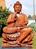 Wogeka Super schöner 60 cm Lotus Buddha Meditation Mönch Holz Budda Feng Shui BMLFU60