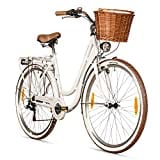 Bergsteiger Marseille 26 Zoll Damenfahrrad, ab 150 cm, Korb aus Rattan, Fahrrad-Licht, Damen-Citybike, Damenrad im Retro-Design«, 6 Gang Schaltung, Kettenschaltung