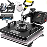 VEVOR 5 in 1 Heißpresse Heat Press für Textil Transferpresse Textilpresse mit Plattenpresse von 38 x 38 cm, Textildruckpresse von 1000 w, Geeignet für Hüte, Mützen, T-Shirts, Tassen