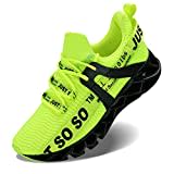 JSLEAP Herren Laufschuhe Sportschuhe Laufschuhe Turnschuhe Leichte Atmungsaktiv rutschfeste Sportschuhe Schuhe 2 Leuchtendes Grün,Größe 45 EU/275 CN