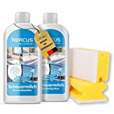 ABACUS® Profi Scheuermilch mit Lotus- & Glanzeffekt, Scheuermittel für Küche & Bad, Reinigungsmilch, Sanitärpolitur, Keramikpolitur, Edelstahlpolitur – Scheuermilch Set 2x 500 ml mit Schwämmen (7013)