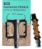 AARON Fahrradpedale Tour mit Reflektoren und Polymer-Gleitlagern, Trekking und Citypedale aus Aluminium für E-Bike, Trekkingbike in Schwarz