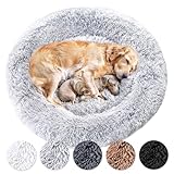 Wahre Tierliebe Hundebett Donut - Das Original - waschbar [XXL, 140cm, grau] Hundekissen, Hundekorb, Flauschiges Hundebett für große, mittelgroße & kleine Hunde