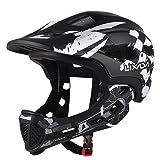 Lixada Fahrradhelm Kinder Helm Fullface Abnehmbar Unisex 50-56cm Children's Helmet 2-In-2 Integrated Größenverstellbar- Mit Abnehmbarem Kinnschutz Helmet inliner Für Fahrräder, Skateboards