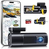 GKU 4K+2.5K Dashcam Auto Vorne Hinten mit 5GHz WiFi, Dash Cam mit 64G SD-Karte, STARVIS Nachtsicht, 1,5" IPS-Bildschirm, GPS Auto Kamera, 24H Parküberwachung, 360° Drehbar. Max 512GB