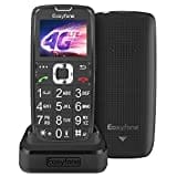 Easyfone Prime-A6 4G Mobiltelefon Seniorenhandy ohne Vertrag, Tastenhandy mit Notruftaste, Taschenlampe und Ladestation (Schwarz)