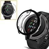 Miimall [1+2 Stück Garmin Vivoactive 3 Hülle mit Glas DisplaySchutz, Weiche TPU Kratzfest Stoßfest Schutz Case für Garmin Vivoactive 3 - Schwarz