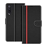 COODIO Handyhülle für Xiaomi Mi 9 SE Handy Hülle, Xiaomi Mi 9 SE Hülle Leder Handytasche für Xiaomi Mi 9 SE Klapphülle Tasche, Schwarz/Rot