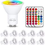 HYDONG LED Lampe GU10 Warmweiß + RGB Farbwechsel Spot Licht mit Fernbedienung, 6W Dimmbar Glühbirne 540LM für Schienenleuchte, Einbaustrahler - 10er Set