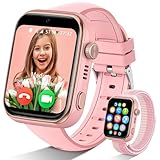 AKUMAKA 4G Smartwatch Kinder mit GPS und Telefon, IP68 Wasserdicht Kinder Smartwatch mit Videoanruf, SOS, Schulmodus, Voice Chat, WhatsApp, Schrittzähler, Wecker Kinderuhr für Mädchen und Jungen, Rosa