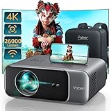 Beamer, [Autofokus/Trapezkorrektur] Beamer Heimkino, 1080P Full HD Beamer Unterstüt 4K Video mit WiFi6 Bluetooth, YABER 26000 Lumen Tragbare Projektor Outdoor 300" Display, für Smartphone/TV Stick/PS5