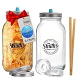 Smiths Mason Jars 2er-Pack 2L Fermentier-Klargläser mit Holzklammer, Gewichten und 2 Stück Deckeln - Ideal für Kimchi-Lagerung, Pickles und die Aufbewahrung Ihrer Lieblingssnacks