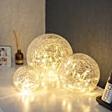 Lights4fun 3er Set LED Glaskugeln warmweiß batteriebetrieben Wohnzimmer Deko Glasball LED Kugel