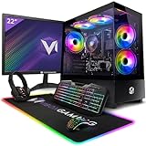 Vibox I-46 Gaming PC - 22 Zoll Set Komplett - Quad Core AMD Ryzen 3200G 4GHz - Radeon Vega 8-16GB RAM - 480GB SSD - Windows 11 - WiFi