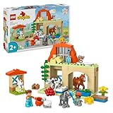 LEGO 10416 DUPLO Ma Ville Prendre Soin des Animaux de la Ferme, Jouet Éducatif pour Bébés, Maison, Figurines de Chevaux