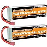 2 Packungen 11,1 V Lipo Batterie 5200 mAh, 3 S Lipo Batterie 50C mit Deans T Stecker für RC Auto/LKW, Boot, Drone, Buggy, Truggy, RC Hubschrauber, RC Flugzeug, UAV, FPV (kurz)