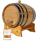 3 Liter Eichenfass mit Ständer, Stöpsel und Zapfhahn – Whiskyfässer, Weinfass-Dekanter aus Holz für den Heimbrauer, Destillator, Weinbereiter und Cocktailalterung – Bourbonfass Geschenke für Männer