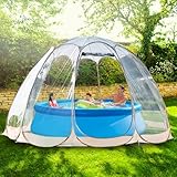 Pool Überdachung, Pooldach Für Pools bis Ø 300cm, 2 IN 1 Whirlpool Überdachung und Bubble Zelt, Poolabdeckung Rund -100% Blätter Verhindern und Sonnenschutz, Pool Kuppel, Pool Dome, Pool Pavillon.