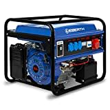 EBERTH 5500 Watt Notstromaggregat Stromerzeuger Stromaggregat mit E-Start, 13 PS Benzinmotor, 4-Takt, 3-Phasen, 1x 400V, 3x 230V, 1x 12V, automatischer Voltregler AVR, Ölmangelsicherung