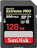 SanDisk Extreme PRO SDHC UHS-II Speicherkarte V90 128 GB (300 MB/s, 8K-, 4K- und Full-HD-Videoaufnahmen, RescuePRO Deluxe, stoßsicher, temperaturbeständig, wasserdicht und röntgensicher)