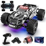 Ferngesteuertes Auto, 1/14 RC Auto mit 7 Farben Lichtern, 40KM/H Monstertruck Rc Truck, 2.4GHz Rc Auto Offroad mit Zwei Batterien, 4WD Wasserdichter RTR All Terrain, Rc Buggy für Kinder Erwachsene