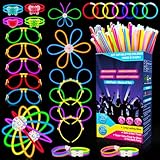 Millegu Knicklichter Party Set,200 Stück Leuchtstäbe 252 Verbinder,Neon Knicklichter Ketten und Leuchtbrillen Sets für Kinder Erwachsene Party Deko für Hochzeiten Geburtstage Festivals Party