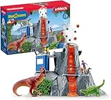 schleich 42564 DINOSAURS Große Vulkan Expedition, Dinosaurier Spielzeug Set inkl. Vulkan mit LED-Licht- & Ausbruchsfunktion, Forscherin Figur & 2 Dinosaurier Figuren, Altersempfehlung 5-12 Jahre