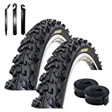 Angebot-Set / 2 x Kenda K-829 26" MTB Fahrradreifen Fahrradmantel Schwarz 50-559 (26 x 1.95) + 2 passende Schläuche DV inkl. 3 Reifenheber