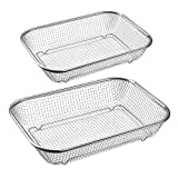 Supremery 2er Set Backofen Edelstahl Grillkorb Grillgitter Grillblech Backkorb für fettarmes Heißluft-Garen, Backen, Grillen im Ofen oder Grill