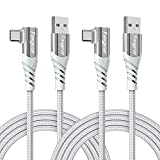 Fasgear USB C 90 Grad Kabel: rechtwinkliger Typ C Schnellladekabel, Schnellladekabel, kompatibel mit Samsung Galaxy S20 S10 Plus S9 S8 A70 A51 | Hua-wei P30 P20 | Red-mi Note 8 (1,8 m, 2 weiß)