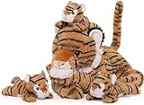 MorisMos 50cm lang Riesen Tiger Kuscheltier XXL mit 3 Babys im Bauch, Groß PlüschTiger Kuscheltiere XXL, Flauschiger Tiger Stofftier Plüschtier fTeddys Jungen Gebutstag Geschenk