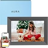 Aura Carver Intelligenter digitaler Bilderrahmen 10,1 Zoll HD WLAN Cloud Digitaler Fotorahmen, Kostenloser unbegrenzter Speicherplatz, Fotos von überall aus senden – Gravel