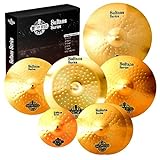 Beckenset Schlagzeug | 7-teiliges Beckenpack beinhaltet 14" HiHat becken, 16" Crash-becken, 18" Crash, 20" Ridebecken, Bonus 10" Splash und 18" China-Becken | Sultans Series Cymbal Pack