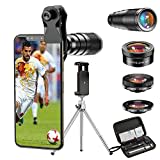 APEXEL HD Handyobjektiv-22X Teleobjektiv+25X Makroobjektiv+120 ° Weitwinkelobjektiv+205 ° Fisheye 4 IN 1 Telefonobjektiv-Kit mit Stativen für iPhone 11 Pro Huawei P30 Samsung