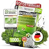 TerraUno Rasendünger Frühjahr/Sommer I Sofortwirkung für saftiges grün I 20 kg für 1000 m² I gesunder Rasen verdrängt Moos und Unkraut I NPK Dünger Rasen I Gegen Trockenstress I Für den Streuwagen