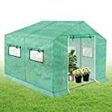 NAIZY Gewächshaus 3x2x2m 6㎡ Gewächshause HDPE+LDPE+Verzinktes Rohr Greenhouse mit Fenster Tomatenhaus Winterfest UV-Schutz für Garten Pflanze, Grün