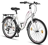 Licorne Bike Stella Premium City Bike in 24,26 und 28 Zoll - Fahrrad für Mädchen, Jungen, Herren und Damen - 21 Gang-Schaltung - Hollandfahrrad Citybike (Weiss, 24.00)