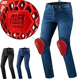 SHIMA Rider Motorrad Jeans Herren mit Protektoren Airforce Knieprotektoren Motorradhose Kurzgrößen Hosen Motorradjeans für Herren Protektorenhose Textilhose Jeanshose Lang (Männer, Blau, 34/32)