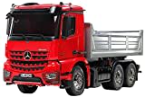 TAMIYA 56361 Mercedes-Benz 1:14 MB Arocs 3348 Rot/Silber Kipper, Bausatz zum Zusammenbauen, RC Truck, fernsteuerbarer, Lastwagen, LKW, Konstruktionsspielzeug, Modellbau, Basteln