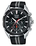 Pulsar Sport Herren-Uhr Solar Chronograph Edelstahl mit Textilband PZ5091X1