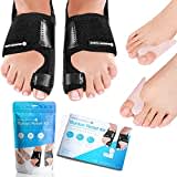 Sports Laboratory Hallux Valgus Korrektur Set für Tag & Nacht, Ballenzeh - 2 x Hallux Valgus Schienen, 2 x Zehenspreizer und 1 x Ratgeber - Schmerzlinderung und Schutz - Verstellbare Passform (Black)