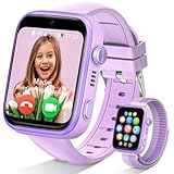 AKUMAKA 4G Smartwatch Kinder mit GPS und Telefon, IP68 Wasserdicht Kinder Smartwatch mit Videoanruf, SOS, Schulmodus, Voice Chat, WhatsApp, Schrittzähler, Wecker Kinderuhr für Mädchen und Jungen, Lila